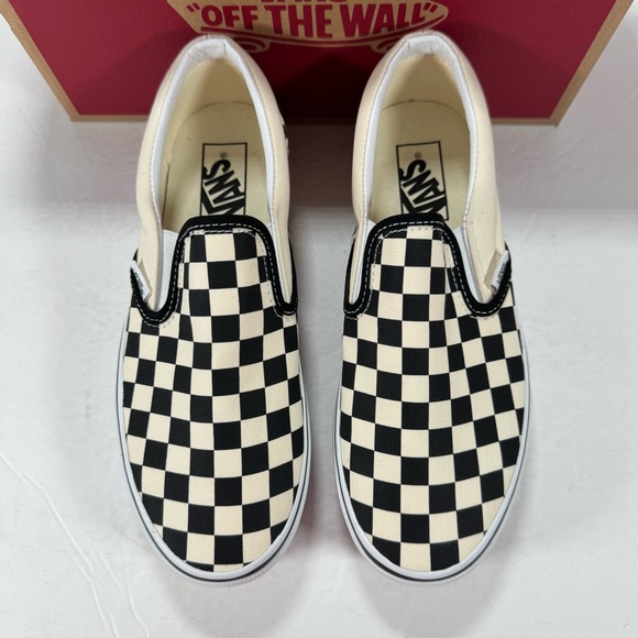 Vans Classic Slip-On Stackform Checkerboard Black Classic White Sneakers Women 8 - Picture 2 of 12